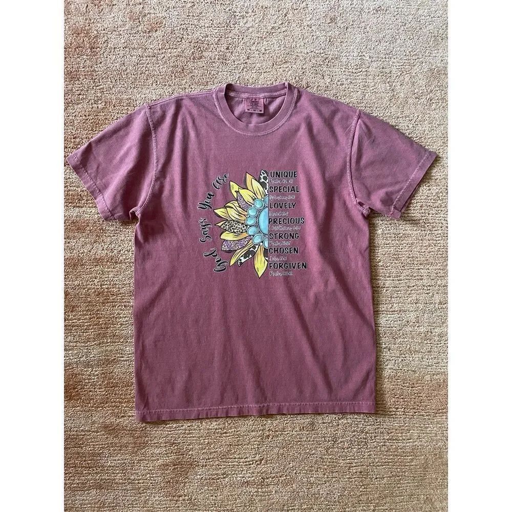 Comfort Colors M Burgundy Short Sleeve Graphic Christian T Shirt Unisex